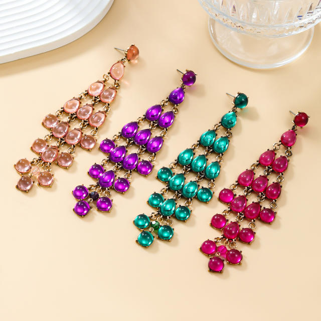 Luxury colorful resin statement dangle earrings wedding earrings