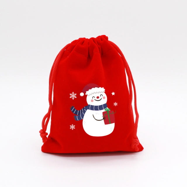 Christmas red color velvet string bag gift bag candy bag