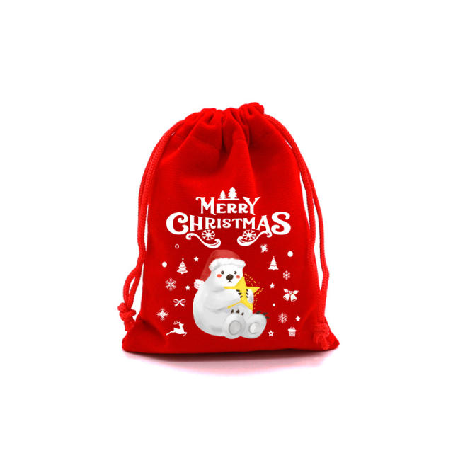 Christmas red color velvet string bag gift bag candy bag