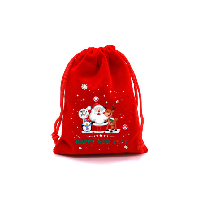 Christmas red color velvet string bag gift bag candy bag