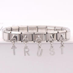 DIY TRUST letter stainless steel elastic bangle bracelet