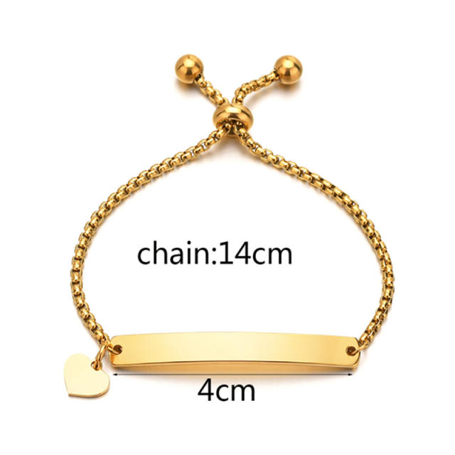 DIY stainless steel chain bar bracelet engrave letter bracelet for kids