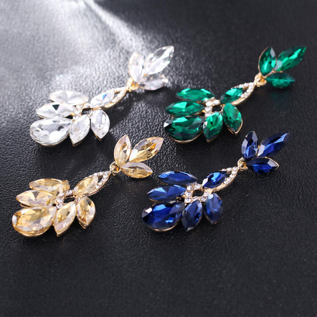 Delicate colorful glass crystal statement drop earrings