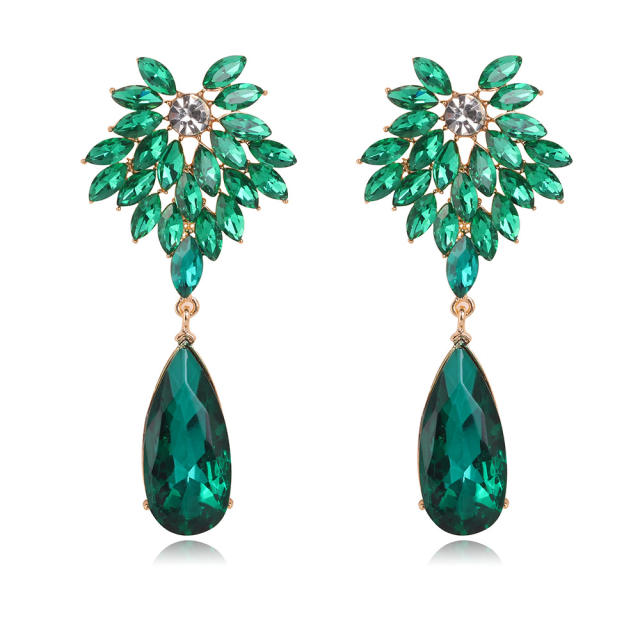Delicate color glass crystal statement drop earrings