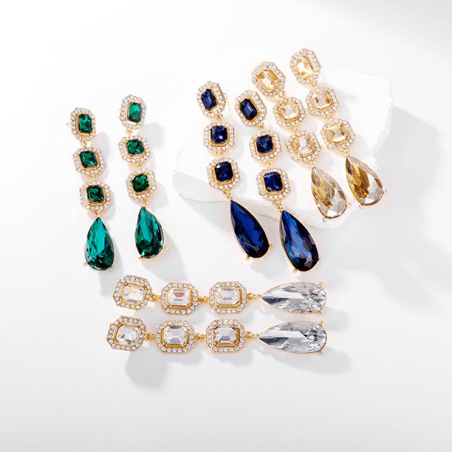 Delicate color glass crystal drop earrings