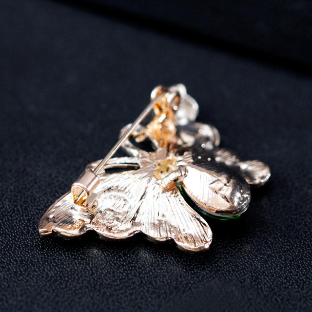 Luxury color enamel glass crystal statement butterfly metal brooch