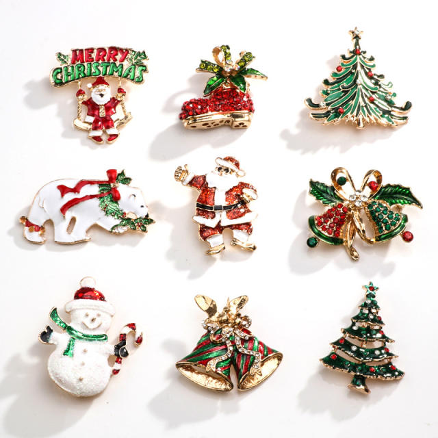 Christmas new year enamel metal brooch