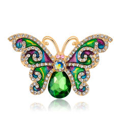 Luxury color enamel glass crystal statement butterfly metal brooch