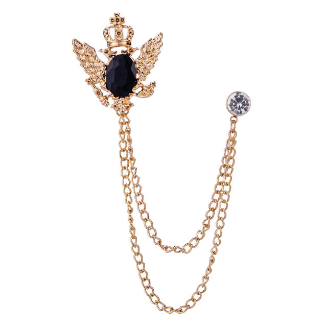 Baroque elegant chain tassel metal brooch for men women