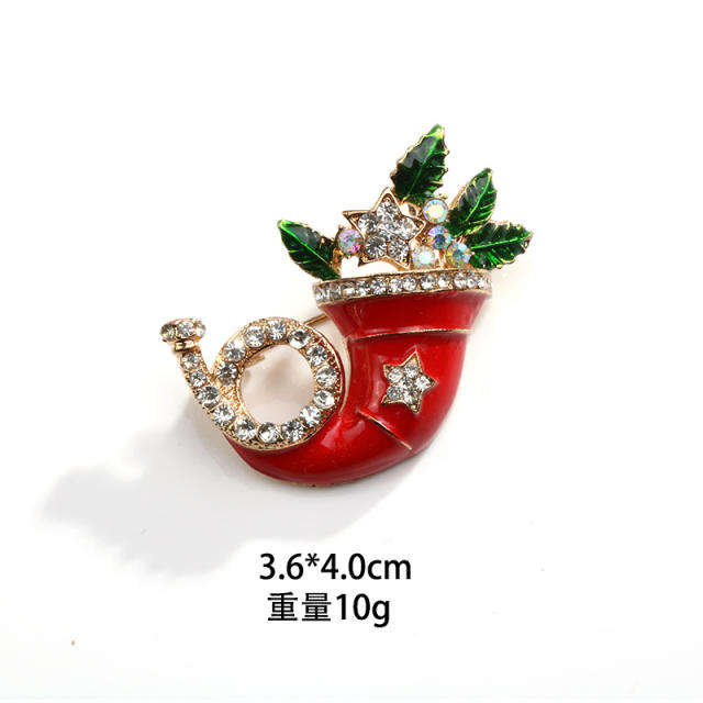 Christmas new year enamel metal brooch