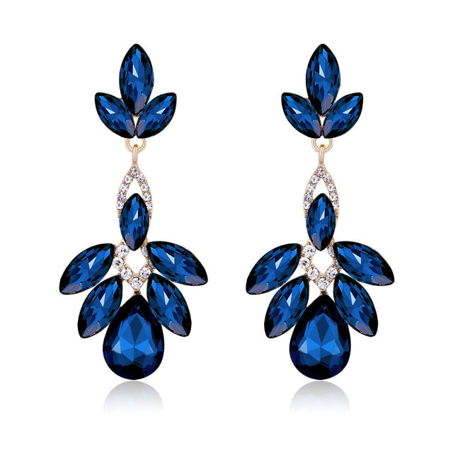 Delicate colorful glass crystal statement drop earrings