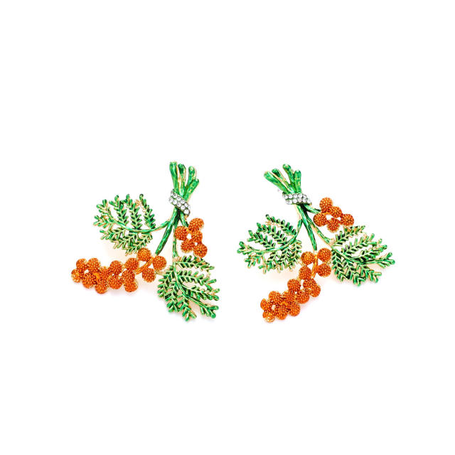 Cute pinecone leaf christmas studs earrings