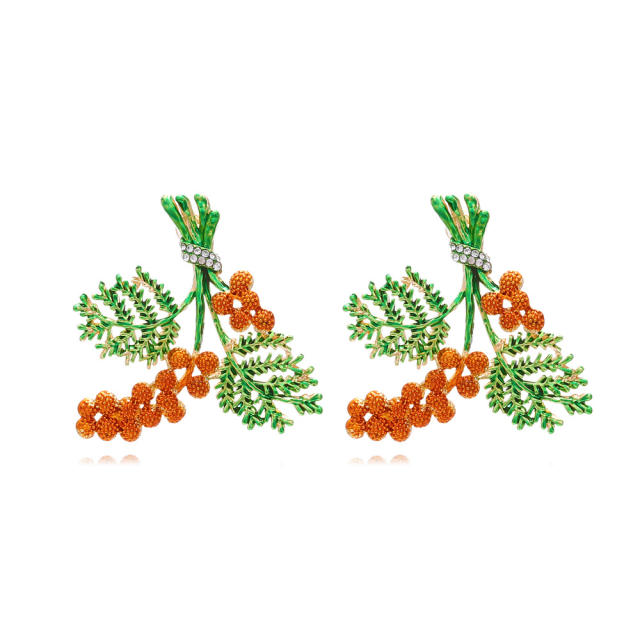 Cute pinecone leaf christmas studs earrings