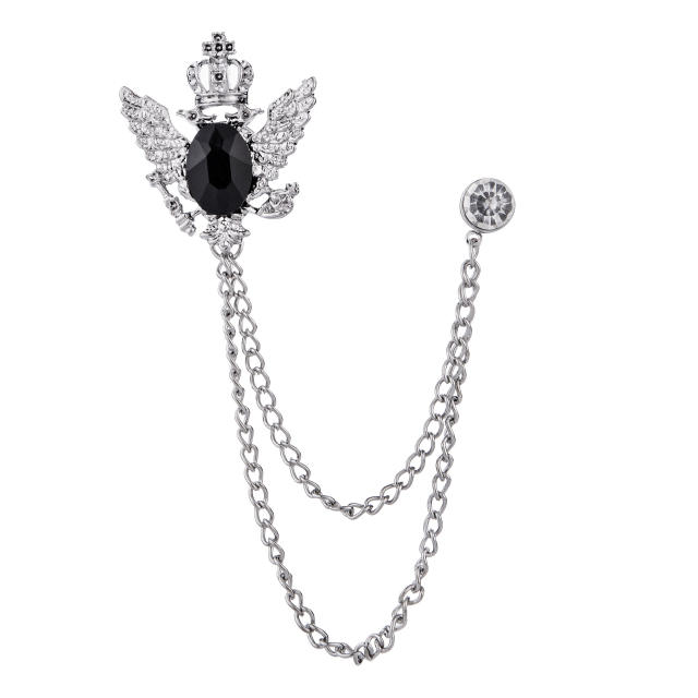 Baroque elegant chain tassel metal brooch for men women