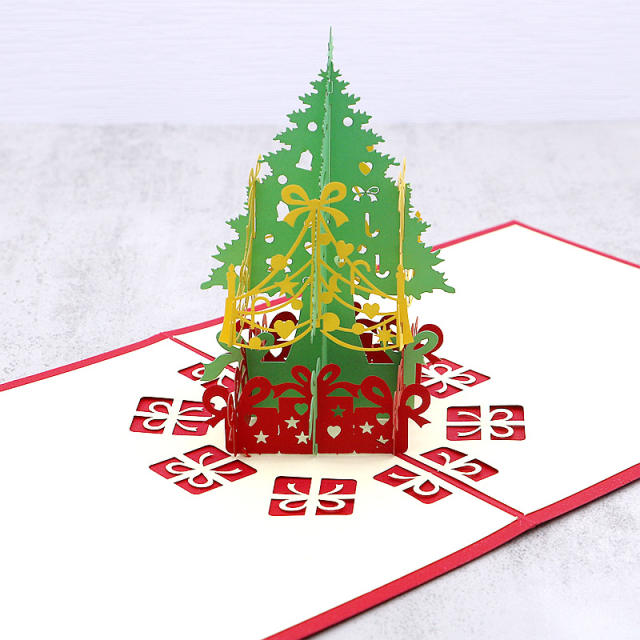 3D hollow out christmas tree holiday festive greeting cards