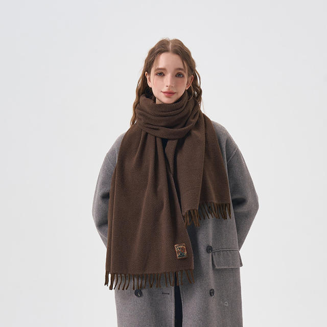 Winter autumn plain color easy match scarf