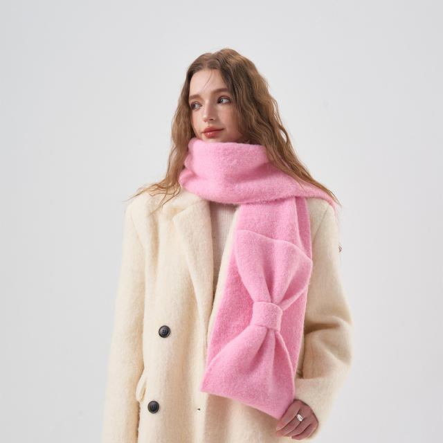 Personality pink bow women scarf winter