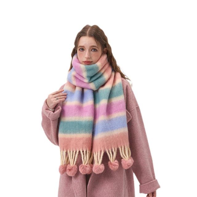 Winter autumn colorful stripe pattern warm scarf