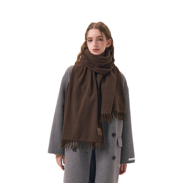 Winter autumn plain color easy match scarf