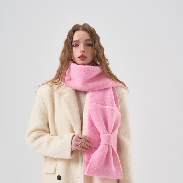 Personality pink bow women scarf winter