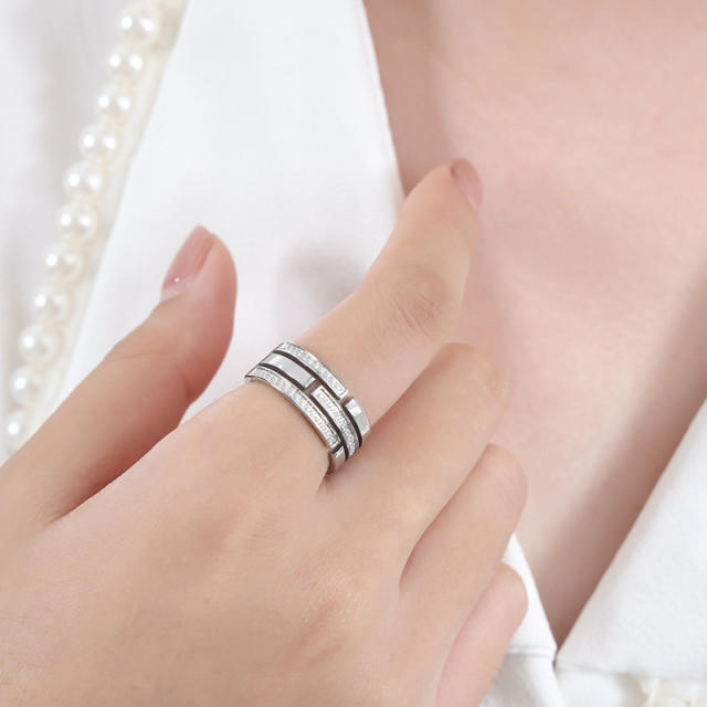 Diamond stainless steel rings band for women