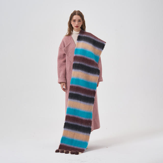 Winter autumn colorful stripe pattern warm scarf