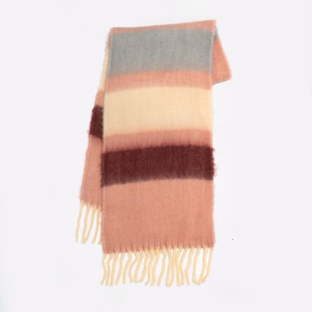 Korean fashion warm stripe pattern scarf