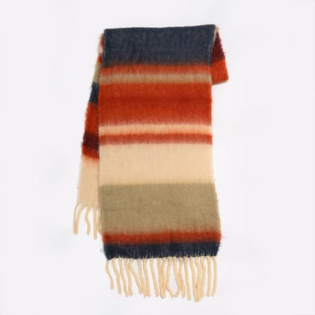 Korean fashion warm stripe pattern scarf