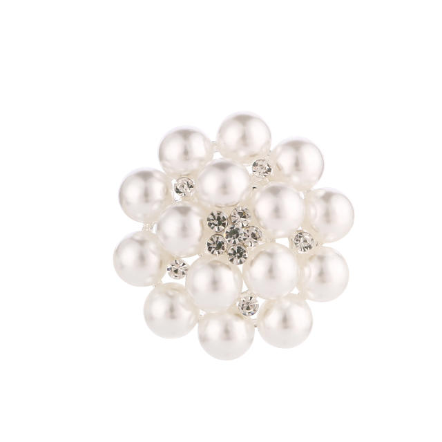 Korean fashion rhinestone pearl bead metal brooch