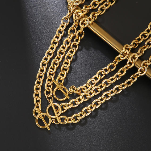 Hiphop stainless steel chain toggle necklace for men