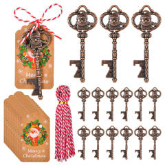 Christmas card vintage metal key bottle opener gift set
