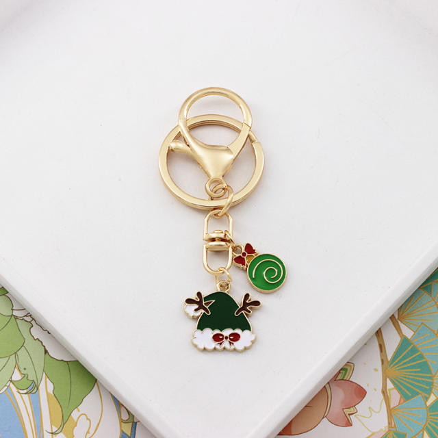 Color enamel cute christmas santa claus alloy keychain