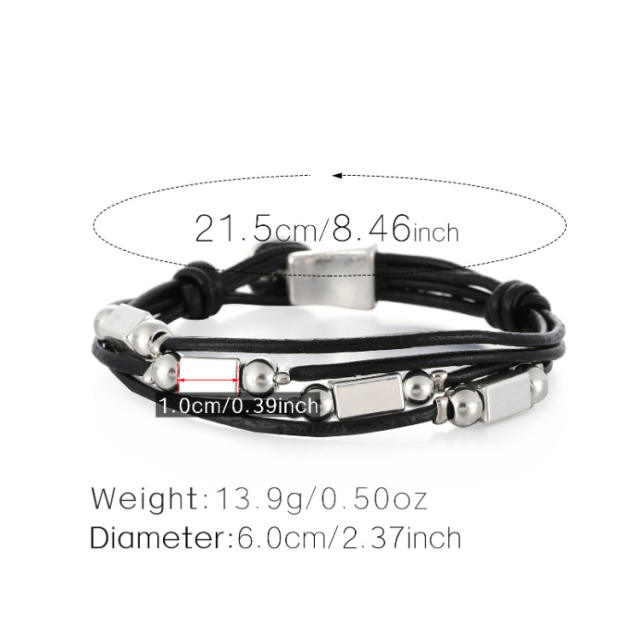 Hot sale PU leather multi layer easy match bracelet bangle