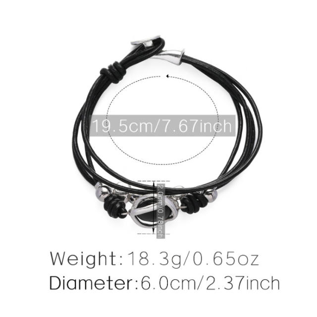 Hot sale PU leather multi layer easy match bracelet bangle