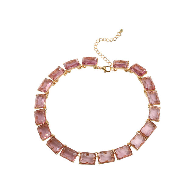 Colorful square resin chunky party necklace