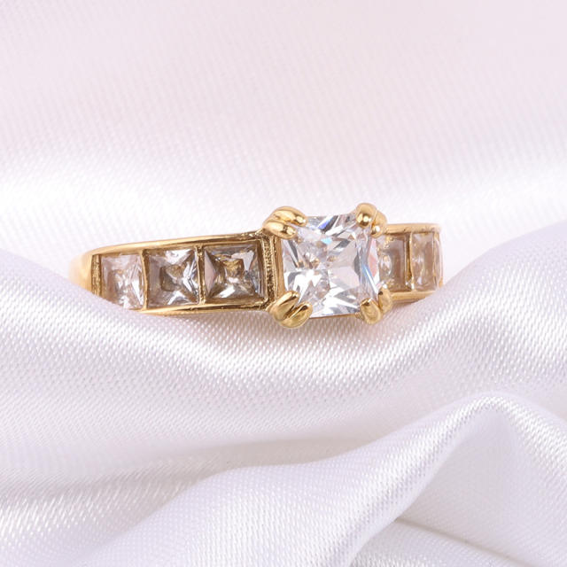 Classic diamond stainless steel rings engagement rings wedding rings