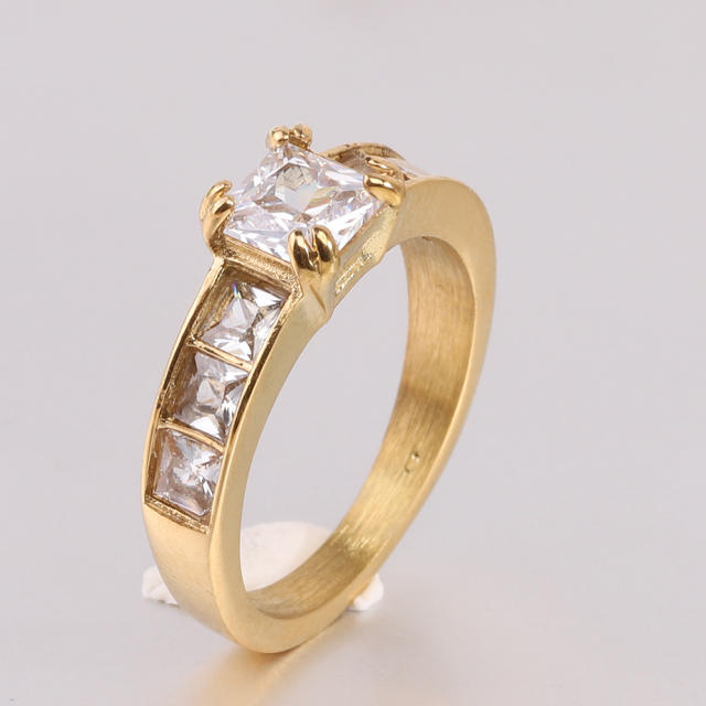 Classic diamond stainless steel rings engagement rings wedding rings