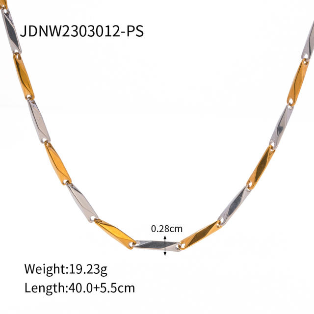 Personality two tone stainless steel chain necklace