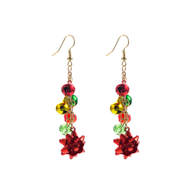 Christmas green red color bell dangle earrings for women