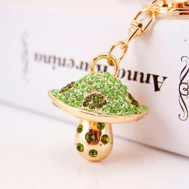 Cute mushroom diamond metal keychain