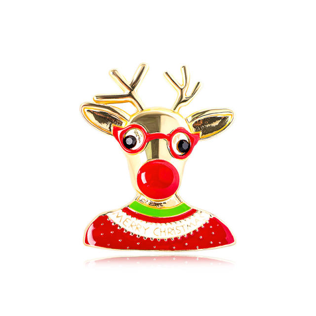 Christmas gift box santa claus metal brooch