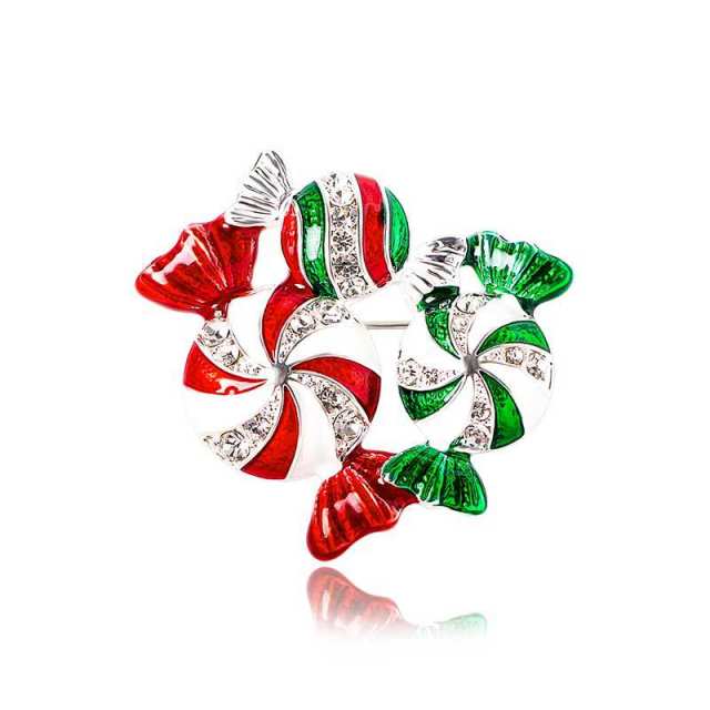 Cute red color enamel metal christmas brooch