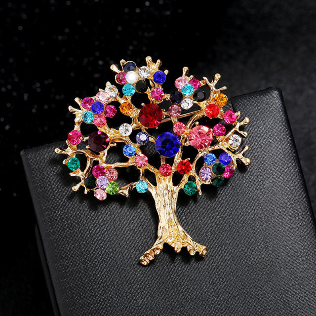 Color diamond enamel red color christmas metal brooch