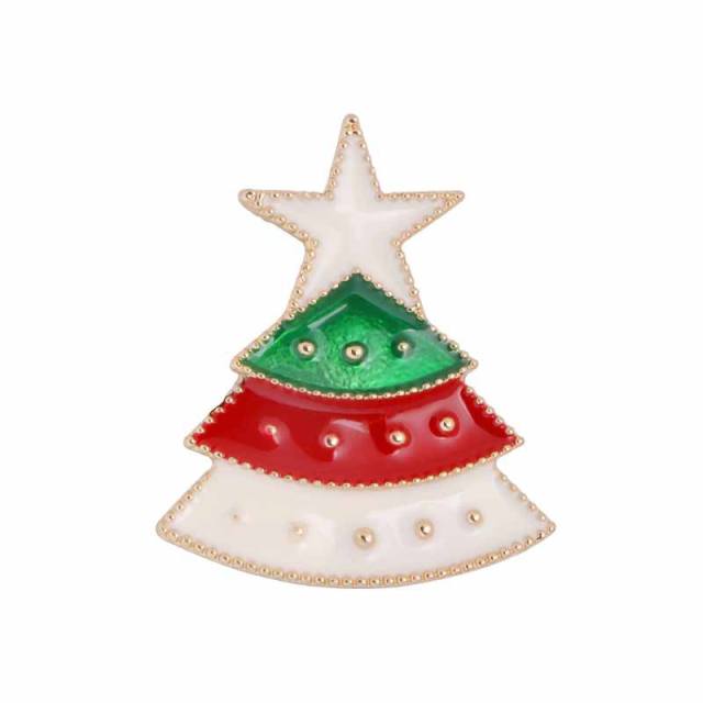 Christmas tree metal rhinestone brooch