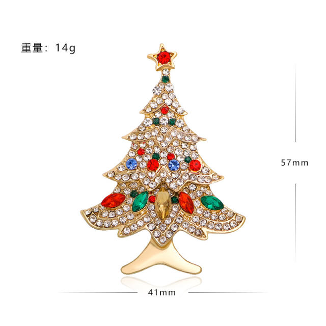 Hot sale color enamel christmas tree santa claus metal brooch