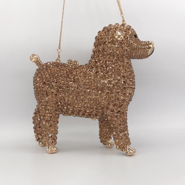 New design luxury pave setting rhinestone diamond puppy design evening bag clutch bag