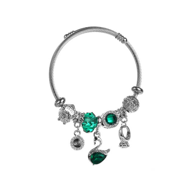 Classic pandora design crystal bead bangle charm bracelet