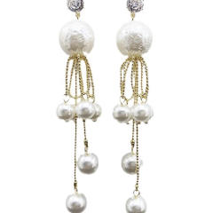 Luxury pearl tassel dangle long earrings for women party prom earrings