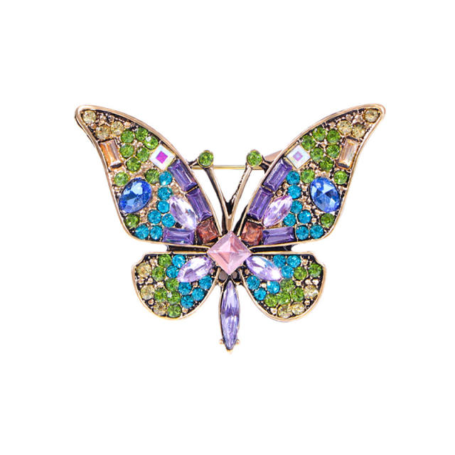 Colorful glass crystal statement butterfly women brooch birthday gift