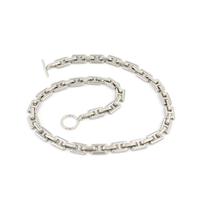 INS easy match stainless steel chain necklace bracelet set